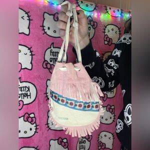 Arizona Vintage Pink and Cream Fringe Bag